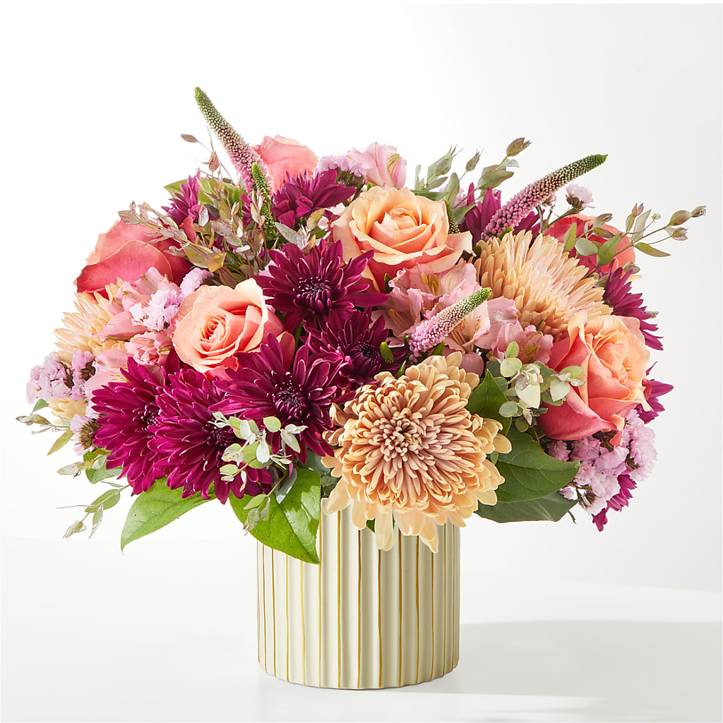 Berry Cobbler Bouquet with Ivory Vase – Blooms For You, Hamilton NJ