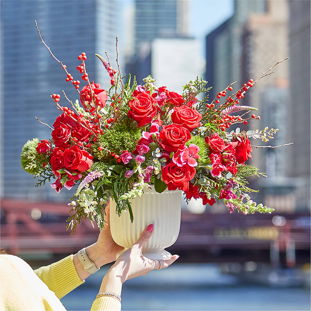 Big Red Bow Bouquet –  Blooms For You, Hamilton NJ