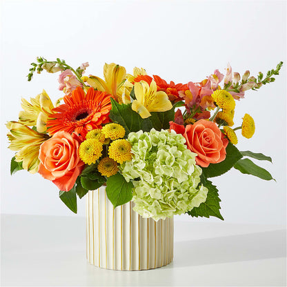 Autumn Sunshine Bouquet with Ivory Vase –  Blooms For You, Hamilton NJ
