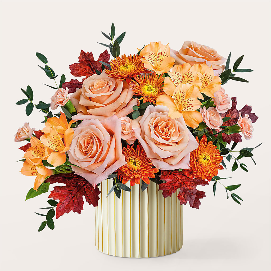 Spiced Latte Bouquet with Ivory Vase –  Blooms For You, Hamilton NJ