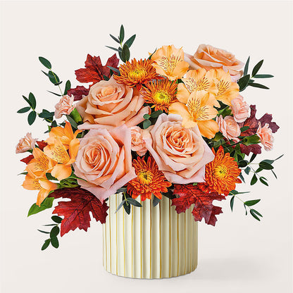 Spiced Latte Bouquet with Ivory Vase –  Blooms For You, Hamilton NJ