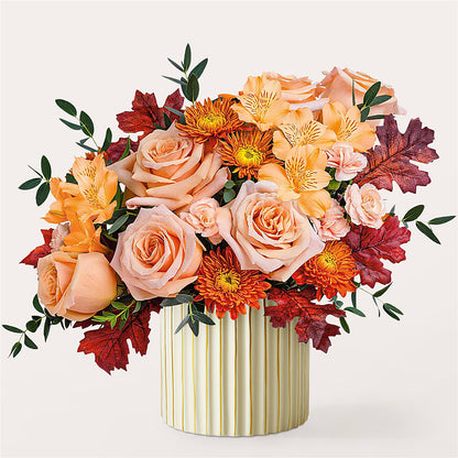 Spiced Latte Bouquet with Ivory Vase –  Blooms For You, Hamilton NJ