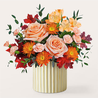 Spiced Latte Bouquet with Ivory Vase –  Blooms For You, Hamilton NJ