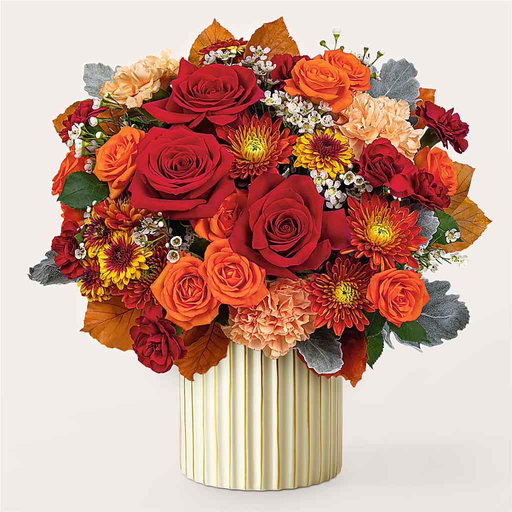 Merlot Bouquet with Ivory Vase –  Blooms For You, Hamilton NJ