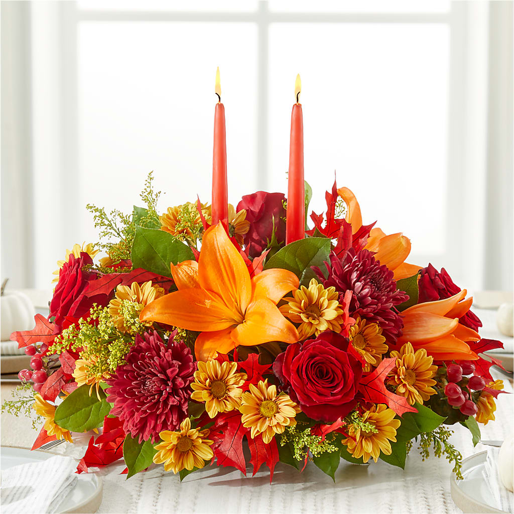 Autumn's Embrace Centerpiece –  Blooms For You, Hamilton NJ