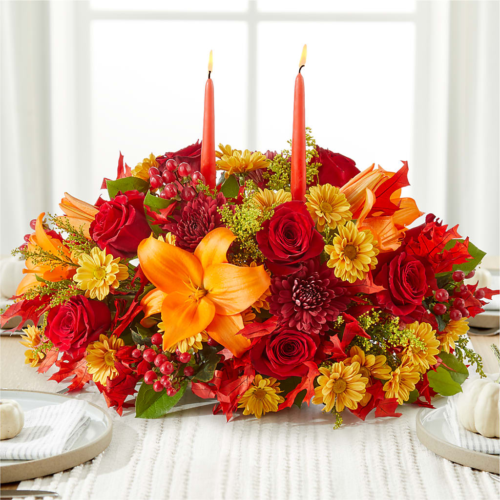 Autumn's Embrace Centerpiece –  Blooms For You, Hamilton NJ